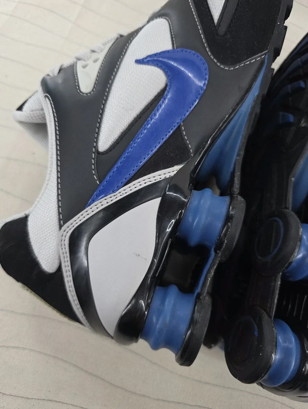 Nike Mems Shox Heritage Grey Black Blue Sneakers Shoes 386202-041 Size 12.5
